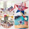 4th of July Patriotic Stars Set of 4 – Red, White & Blue Retro Flag Decor for Home, Office, Table, or Shelf